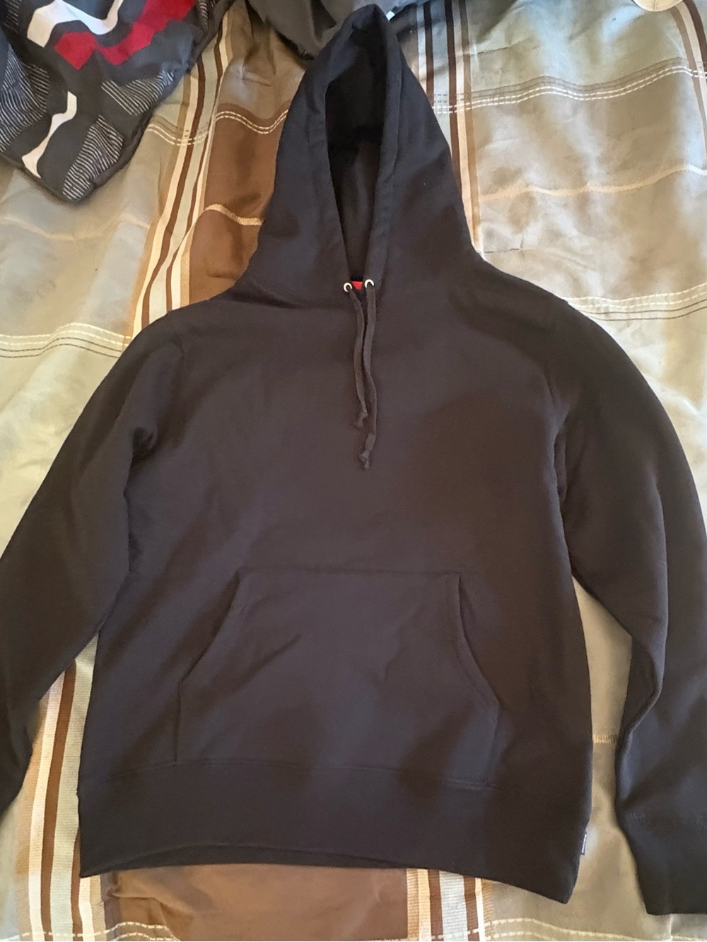 Black supreme satin applique hoodie - Picture 2 of 4